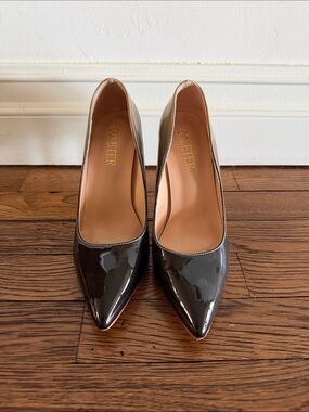 Coleter Black & Tan Patent Pointed Toe Heels
